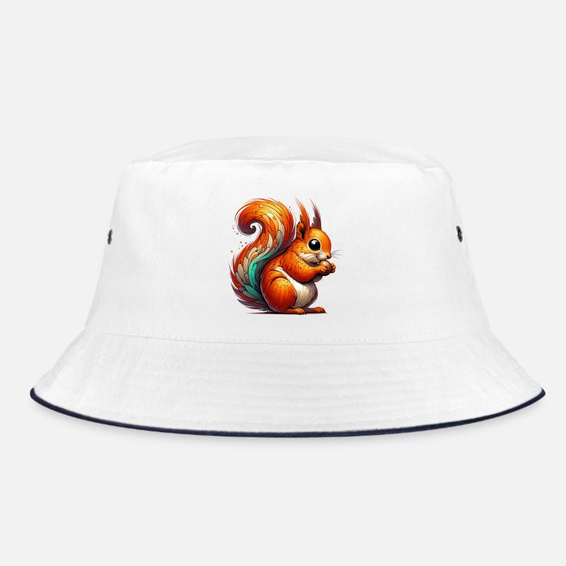 Eichhörnchen - Bucket Hat - Weiß/Navy