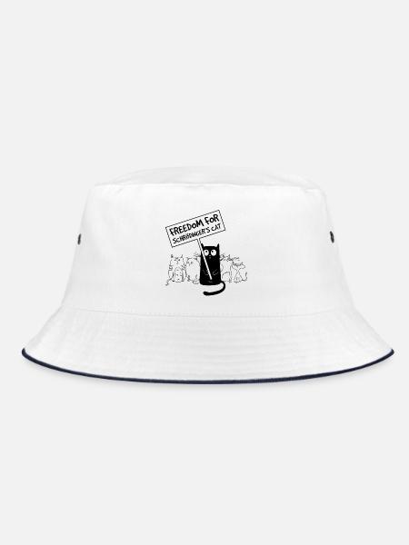 Freedom for Schrödinger's Cat - Funny Saying - Bucket Hat - white/navy - Front