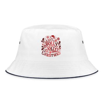 Holly Jolly Christmas Motif - Bucket Hat - white/navy - Front