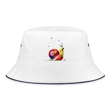 colorful snail in geometric design - Bucket Hat - white/navy - Front