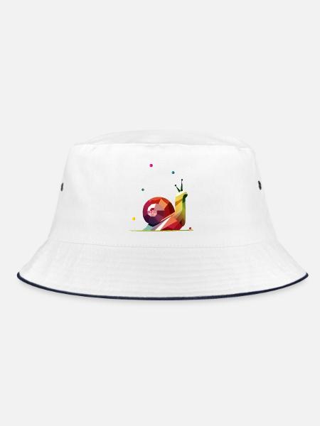 farbenfrohe Schnecke im geometrischen Design - Bucket Hat - Weiß/Navy - Vorne