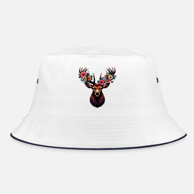 Hirsch mit Blumen Bucket Hat