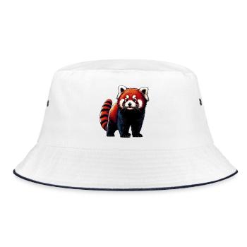 Kleiner Panda - Bucket Hat - Weiß/Navy - Vorne
