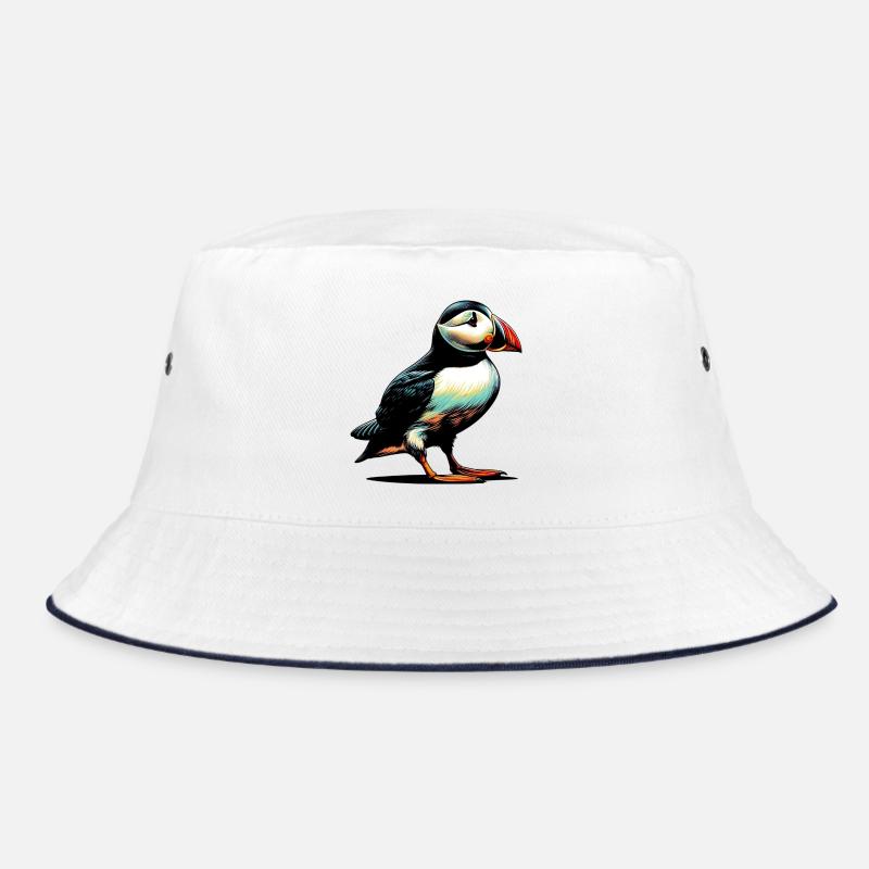 Papageitaucher - Bucket Hat - Weiß/Navy