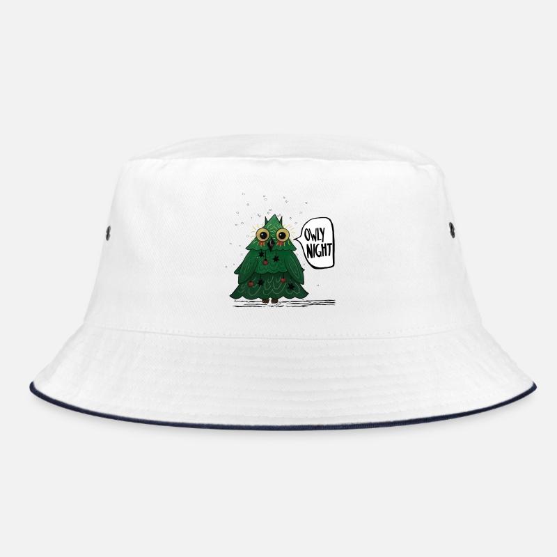 Owly Christmas Night Weihnachtsbaum Eule - Bucket Hat - Weiß/Navy
