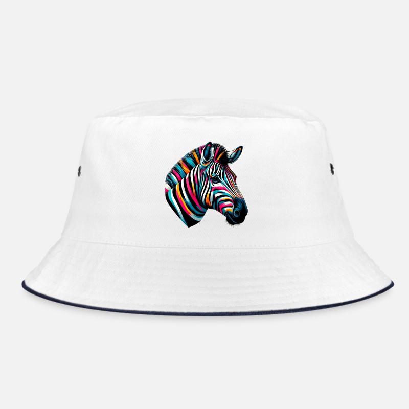 Zebra - Bucket Hat - Weiß/Navy