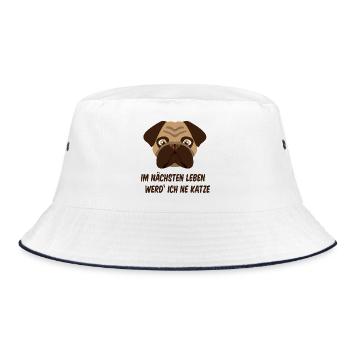 Frustrated pug - Bucket Hat - white/navy - Front