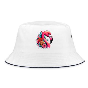 Flamingo - Bucket Hat - Weiß/Navy - Vorne