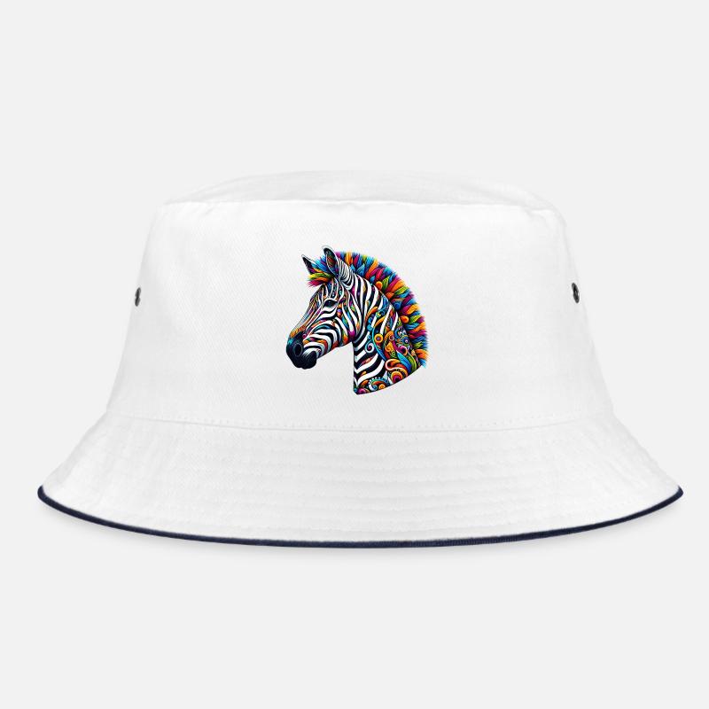 Zebra - Bucket Hat - Weiß/Navy