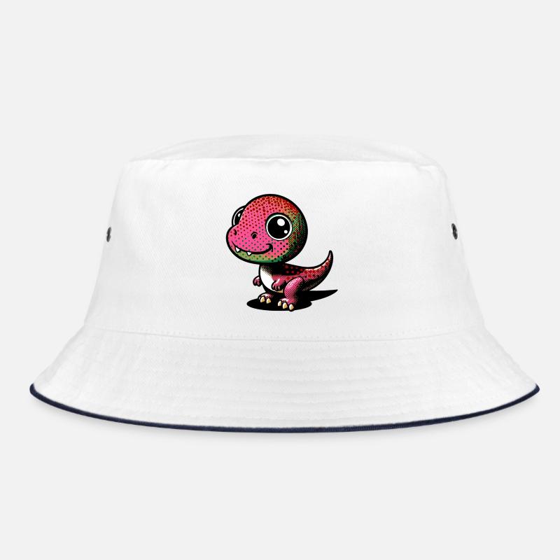 Dinosaurier - Bucket Hat - Weiß/Navy