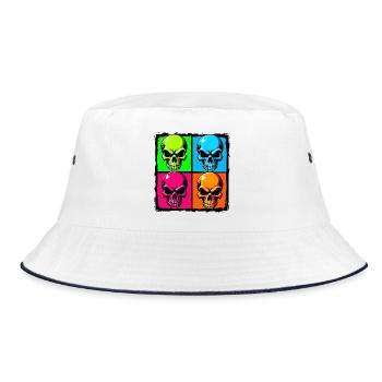 Colourful skulls - Bucket Hat - white/navy - Front