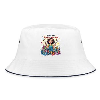 Acrylic Painting - I Suffer From Acrylic Addiction - Bucket Hat - white/navy - Front