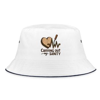 Holzarbeit Woodworking Carving out my Sanity - Bucket Hat - white/navy - Front