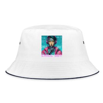 Chill doch - Bucket Hat - Weiß/Navy - Vorne