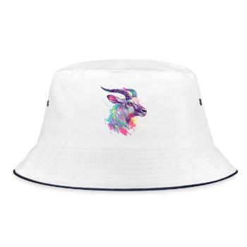 Antelope Animal Africa Safari Savannah Wilderness Colorful - Bucket Hat - white/navy - Front