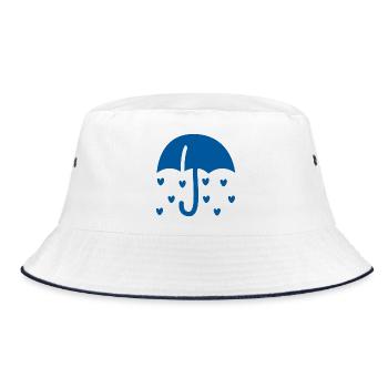 Blue Heart Umbrella – Rain of Love and Happiness - Bucket Hat - white/navy - Front