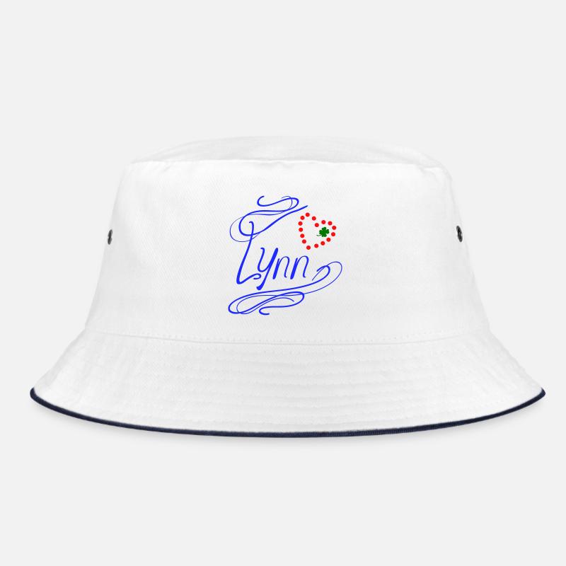 Lynn mit Herz und Kleeblatt - Bucket Hat - Weiß/Navy