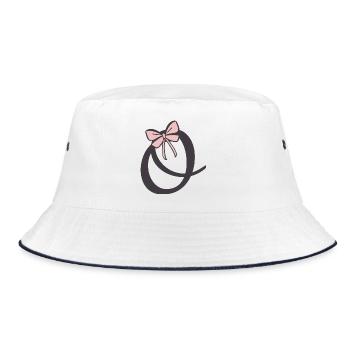 Initial letter O Ribbon - Bucket Hat - white/navy - Front