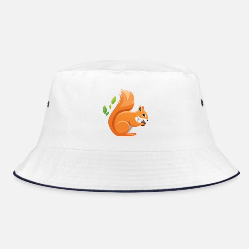 Verspielter Eichhörnchen-Print mit Blättern Bucket Hat