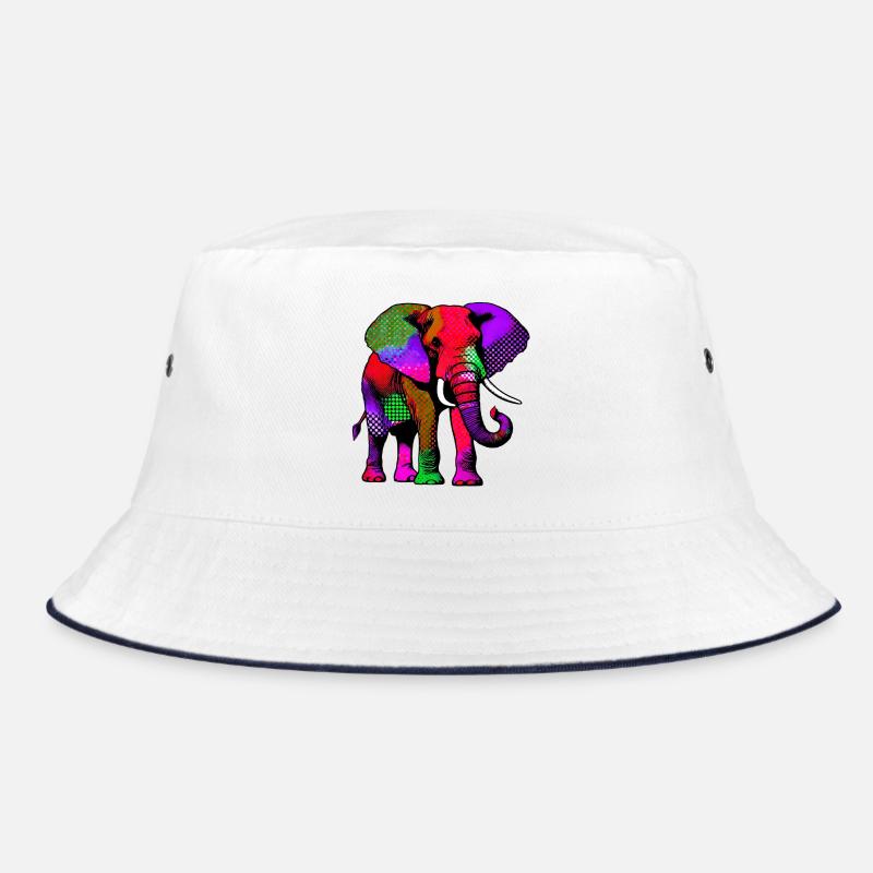 Elefant - Bucket Hat - Weiß/Navy