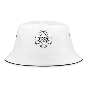 Alpha cancer Deluxe - Bucket Hat - Weiß/Navy - Vorne