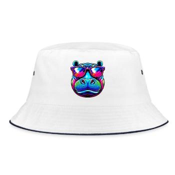 Hippopotamus - Bucket Hat - white/navy - Front