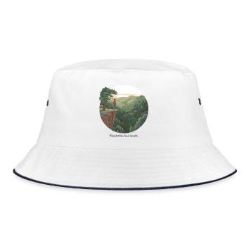 Wander Far, Heal Deeply – Hiking & Nature - Bucket Hat - white/navy - Front