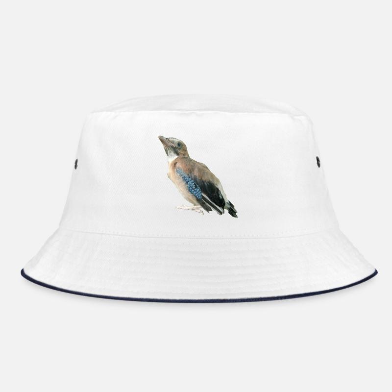 Eichelhäher Jungvogel - Bucket Hat - Weiß/Navy