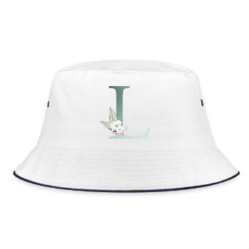 L Monogram, Floral, Personnalisable - Bob - blanc/marine - Devant
