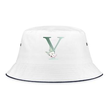 Y Monogram, Floral, Personnalisable - Bob - blanc/marine - Devant