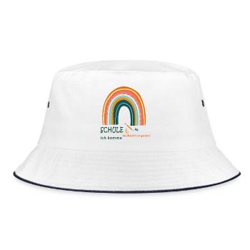 Schule ich komme - Bucket Hat - Weiß/Navy - Vorne