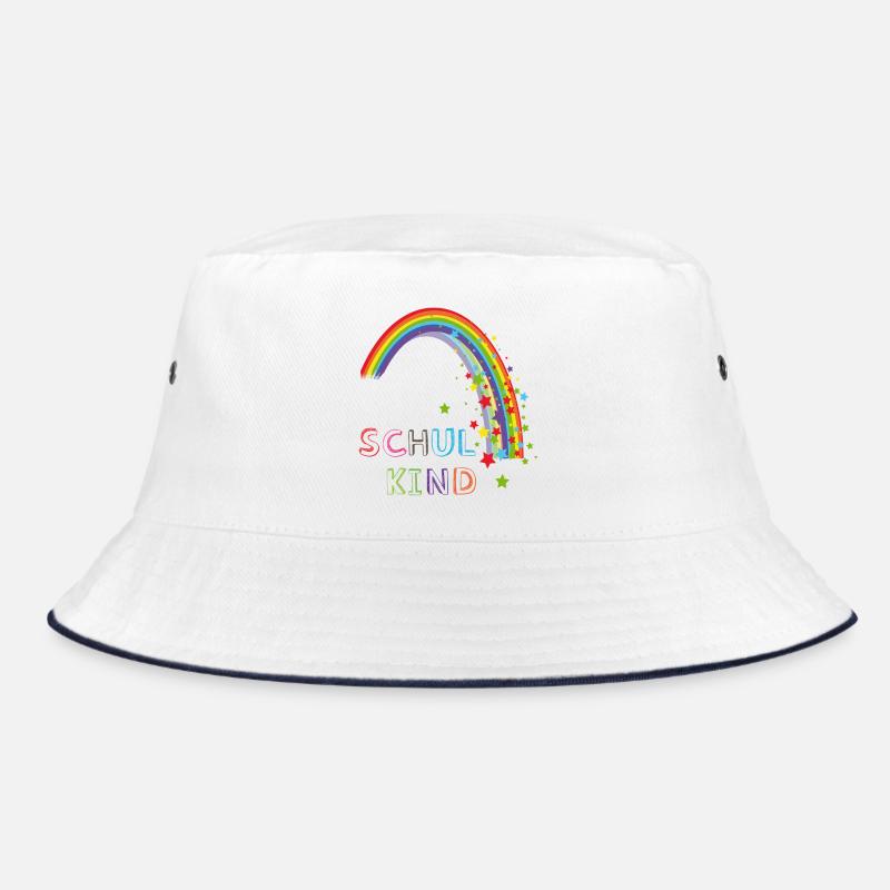 Schulkind Regenbogen - Bucket Hat - Weiß/Navy