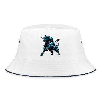 Stier - Bucket Hat - Weiß/Navy - Vorne