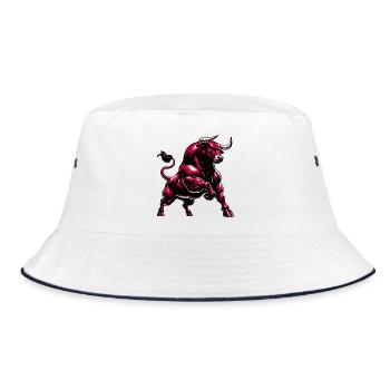 Stier - Bucket Hat - Weiß/Navy - Vorne