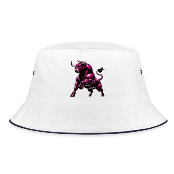 Stier - Bucket Hat - Weiß/Navy - Vorne