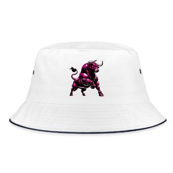 Stier - Bucket Hat - Weiß/Navy - Vorne