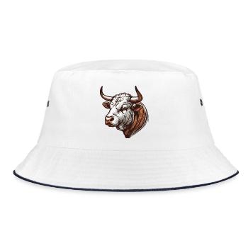 Bull - Bucket Hat - white/navy - Front