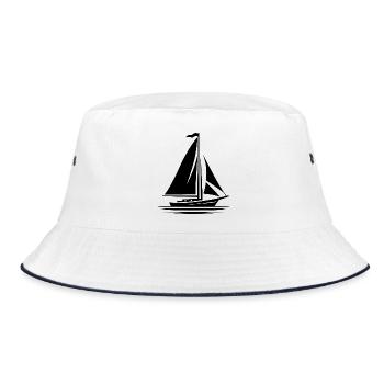 Segelboot Umriss - Bucket Hat - Weiß/Navy - Vorne