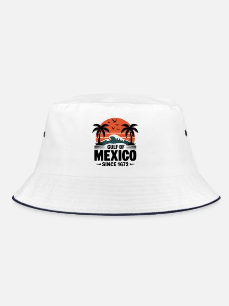 Gulf of Mexico Since 1672 Retro Beach Vibes - Bucket Hat - white/navy - Front