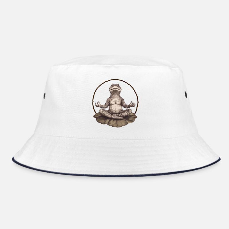 Crocodile méditant – Zen sur la fleur de lotus - Bob - blanc/marine
