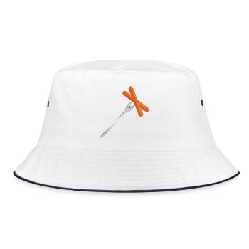 Grillwürste auf Gabel – Rustikales BBQ-Motiv - Bucket Hat - Weiß/Navy - Vorne