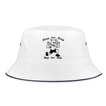 Nashorn Bei Übung - Bucket Hat - Weiß/Navy - Vorne