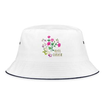 Rose Corner Rosen als Zeichen der Liebe - Bucket Hat - Weiß/Navy - Vorne
