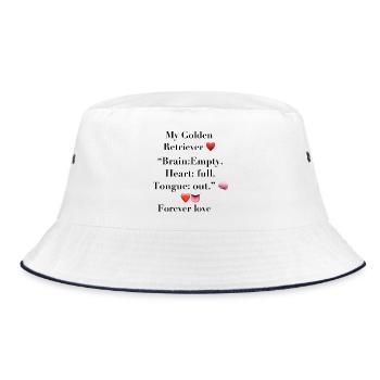 Free Retriever with Heart and Facial Expression - Bucket Hat - white/navy - Front
