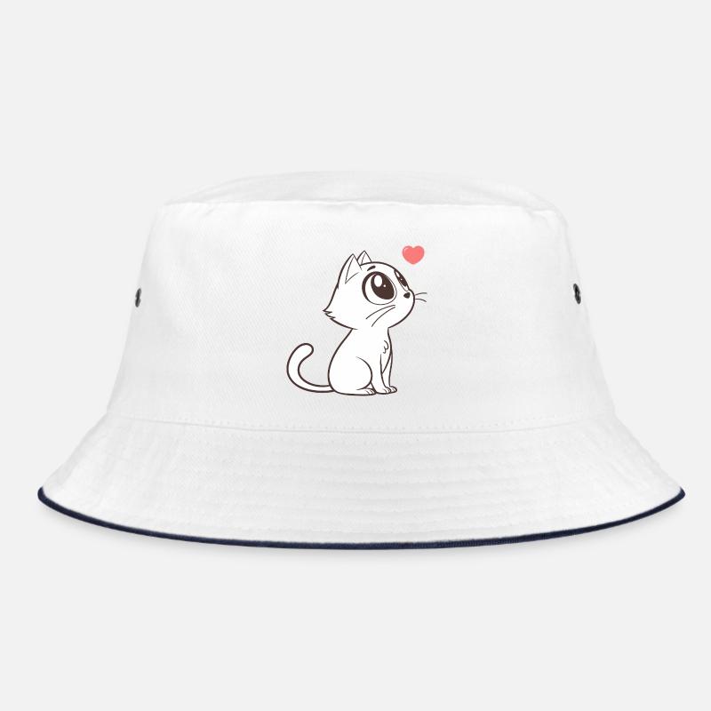 Entzückende Katze mit rosa Herzen Bucket Hat