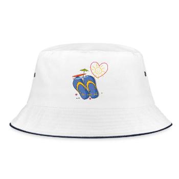 Urlaub am Meer - Bucket Hat - Weiß/Navy - Vorne