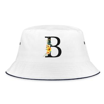 B Monogramme, Floral, Personnalisable - Bob - blanc/marine - Devant
