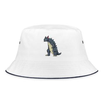 Katze als Echse - Bucket Hat - Weiß/Navy - Vorne