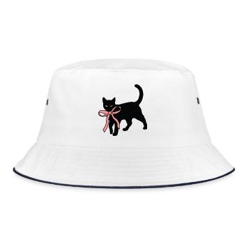 Chat noir avec nœud papillon - Bob - blanc/marine - Devant