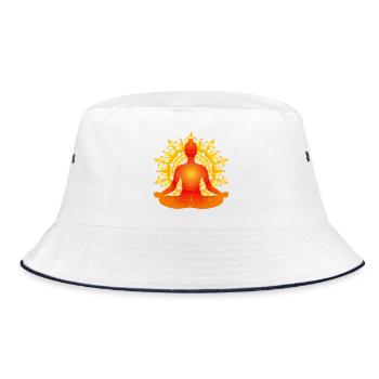 Luminous Yoga Silhouette with Sun Mandala - Bucket Hat - white/navy - Front